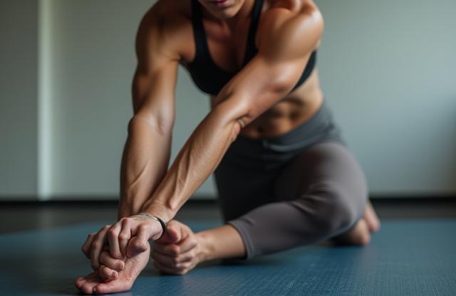 Person stretching during a flexibility and conditioning session